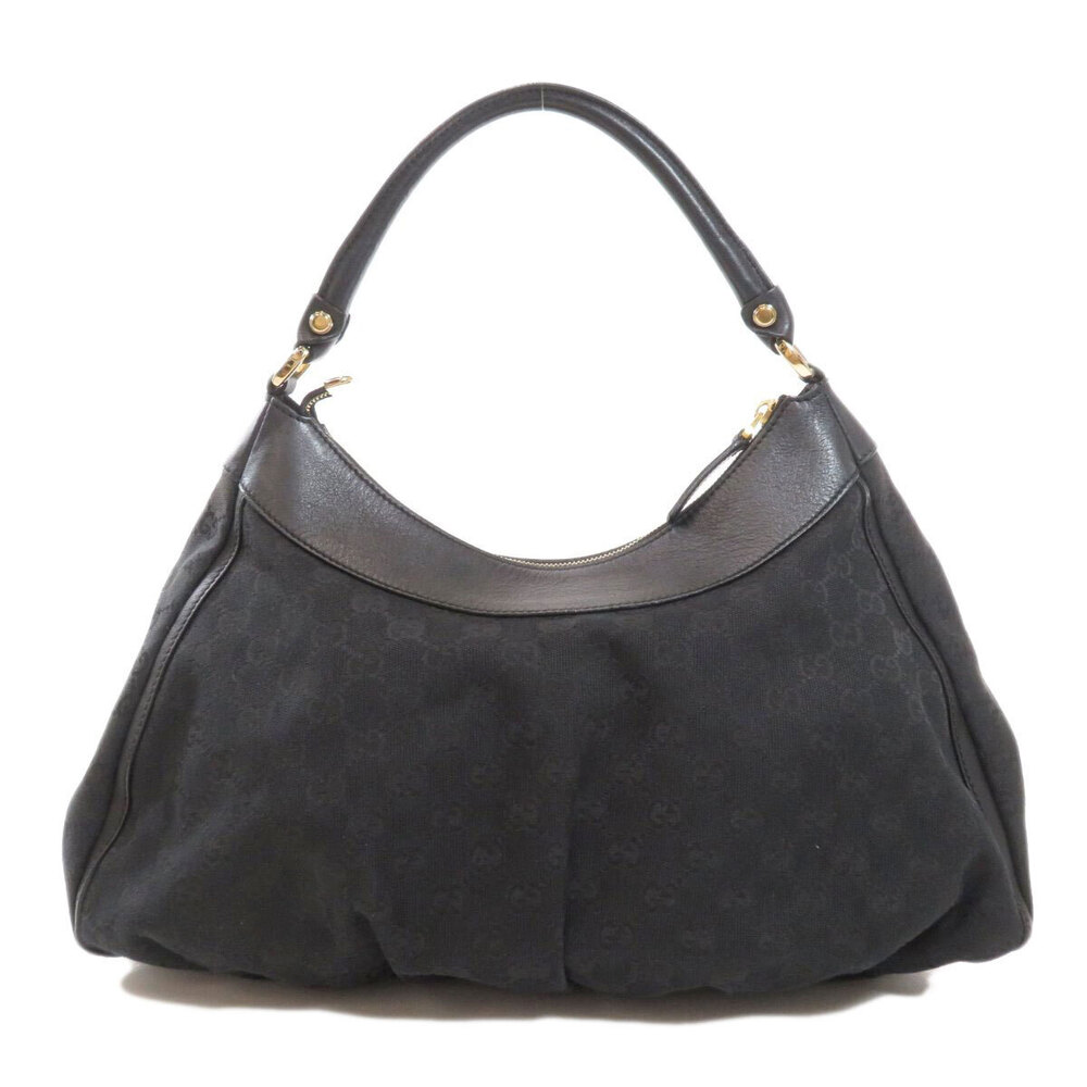 Gucci leather Hobo Bag GG canvas black Abbey with Ring